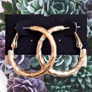 3 for $15 Textured Gold Hoop Earrings